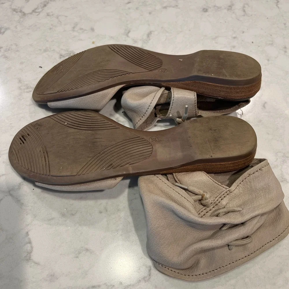 Nardo Women's Cream Side Lace Leather Open Toe Comfortable Flat Sandal Size 39‎ - Picture 5 of 7